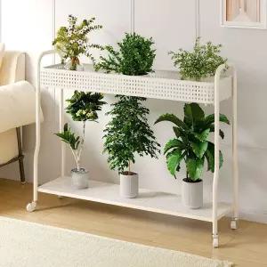 철제 이동식 화분 선반 2단 인테리어 베란다 식물 정리대 거치대 실내외