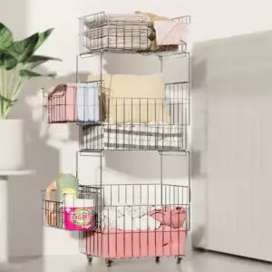 페어홈 304 올스텐 빨래바구니 이동식 대용량 세탁바구니 3단