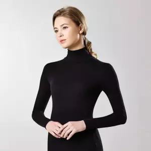 여성 발열 내복 상의 겨울 내의 목폴라 터틀넥 검정