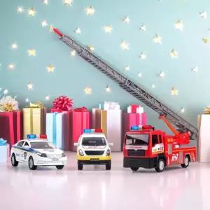 미카 사이렌 레스큐 3종세트 소방차 구급차 경찰차 다이캐스트 자동차 라이트 풀백카 미니카