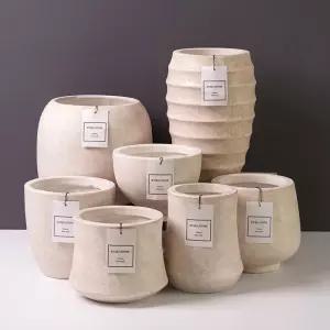 마블 패턴 초경량 FRP 유로스톤 화분 대형 스테이 분갈이 베이지 플랜테리어