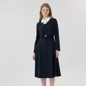 [롯데백화점]라인에디션 배색셔츠 레이어드 카라 원피스(NWOPOJ05)