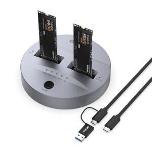 [DS-F3] GODO NVMe/SATA M.2 복제기 듀얼 베이 오프라인 클론 USB C to 도킹 스테이션, M2 SSD M 키 및 B+M