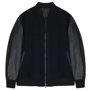 [롯데백화점]지이크 F/W 럭셔리 울 배색 바시티레더 블랙 자켓 PJG9005