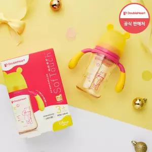 더블하트 모유실감 디즈니 에디션 푸우 240ml (핸들포함) PPSU젖병 빨대컵