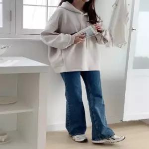 여자 겨울 커플룩 오버핏 절개 포켓 기모 롱 후드티