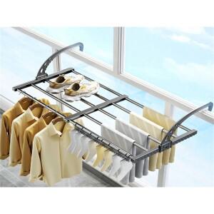 Extendable Laundry Rack Versatile MountingWindproof Sock Clip Foldable Clothes Drying Balcony Shoes