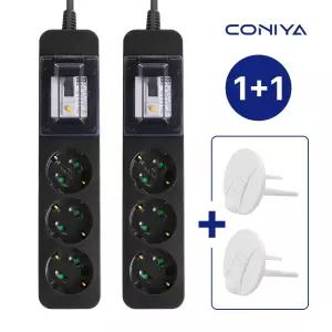 2개세트 코니야 국산 멀티탭 고용량 4000W 과부하차단 누전차단 3구 2.5M 블랙