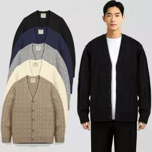 남성 가디건 루즈핏 꽈배기 니트 봄 가을 겨울 정장 케이블 울 브이넥 남자 가디건 오버핏 빅사이즈 M~3XL