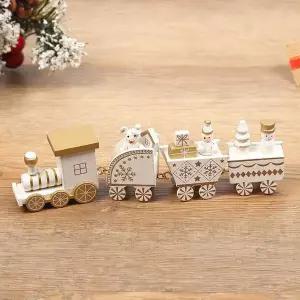 [셀러에이드]징글벨 크리스마스 원목 기차(화이트) 테이블장식 원목기차