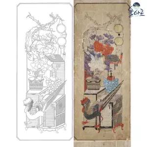 명품 책거리도 1 민화 도안 본그림 민화그리기 본 공모전 취미 원데이클래스 수업자료 컬러링 민화본