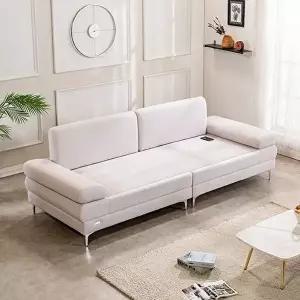 [명품의료기][협탁+전용패드 증정] 온열소파 빅토리아SF 패브릭 리얼화이트 황토숯볼 흙소파