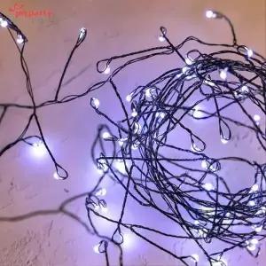 [텐바이텐]크리스마스 건전지 지네전구 100P 검정선 백색등 3m 트리 장식 조명