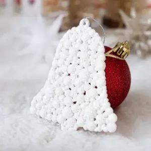 플라워트리 크리스마스 종 트리 장식 폼폼 화이트 9cm 소품 용품