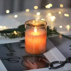 [NS홈쇼핑]LED 글라스 오브제 리얼 파라핀 촛불 양초 캔들 10cm 무드등 프로포즈 이벤트..