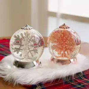 [NS홈쇼핑]원형 눈꽃 크리스마스 오르골 워터볼 LED 스노우볼 무드등 조명..