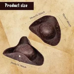 가짜 가죽 해적 모자 빈티지 주름 디스트레스드 트리코른 해적 모자 여성 남성 할로윈 의상 코스프레 액세