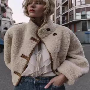 자라 하이넥 스웨이드 리버시블 더블 페이스드 점퍼 무스탕 6318 254