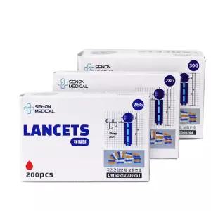 세원 란셋 26G 28G 30G 200개입 1박스 일회용 란셋침 당뇨 바늘 채혈침 여드름 압출 니들 사혈침