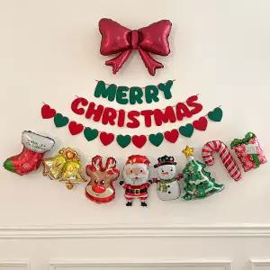 로나파티 메리 크리스마스 풍선 가랜드 세트 미니 산타 트리 파티 용품 장식 데코 소품