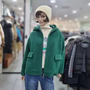 베네통/애플아울렛/백 니트 배색 페리어 후드 코트/BACTA6561