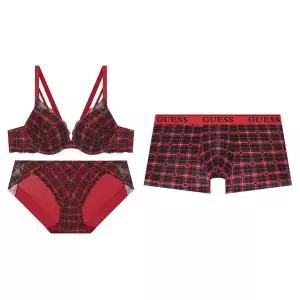 [게스언더웨어](강남점)홀리데이 하트체크 남여커플세트(GDWBRB12/DRB12)