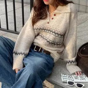 [난닝구] 프나킨 자가드카라버튼니트