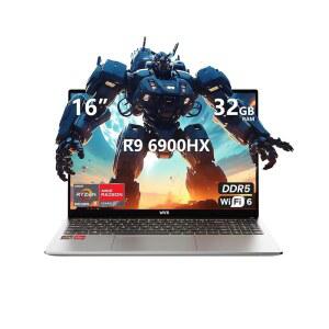 게이밍 노트북 AMD Ryzen 9 6900HX (32GB RAM)(4.9GHz, 8C16T) 그래픽 Radeon 680M ( 1050Ti) 16인치 FHD 컴퓨터 512GB SSD WiFi 6 블루투스 5.2 DDR5 58Wh 배터리