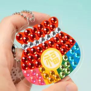 [문구티쳐] 민화 KC인증 빅 보석십자수 키링 새해 복주머니 DIY 비즈십자수 어린이큐빅비즈 어르신 소근육 운동 인지치료 새해 명절 만들기