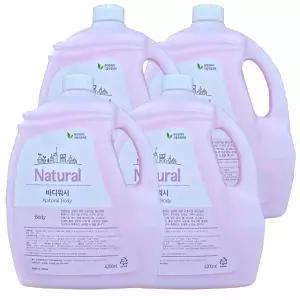 대용량 내추럴 바디워시(4.2kg x4개) 1박스 샴푸 린스 겸용 업소용 사우나 헬스장 호텔 모텔 펜션