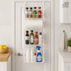 무타공 철제 문걸이 선반 욕실 수납 정리대 방문걸이 틈새 벽선반 화장실 샤워실 도어 걸이형 수건 벽걸이 4단 수납장