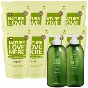 네이쳐러브메레 젖병세정제 액상용기 500ml 2개+액상리필 500ml 8팩, 총 10팩
