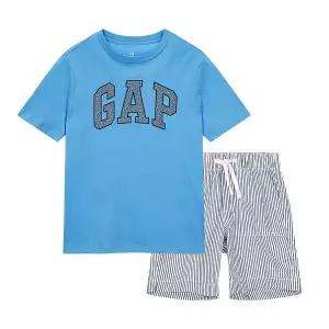 [갭키즈]조카선물 [키즈 남아 6-14세]매직 로고 숏 슬리브 티셔츠&밴딩쇼츠 세트 5211231041051