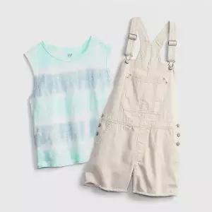 [갭키즈]조카선물 [TEEN 여아8-18세] 타이다이 패턴 슬럽 탱크탑&오버롤 세트 5211240711001