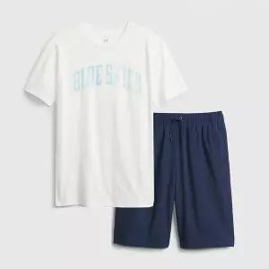 [갭키즈]조카선물 [TEEN 여아 8-18세] 레터링 그래픽 숏 슬리브 티셔츠&쇼츠 세트 5211131093064