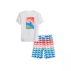 [갭키즈] 22년 SPRING [키즈 남아 6-14세] 서프 그래픽 숏 슬리브 스윔 세트 5212161012000
