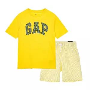 [갭키즈]조카선물[키즈 남아 6-14세] 매직 로고 숏 슬리브 티셔츠&밴딩쇼츠 세트 5211231042021
