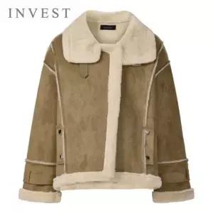 [인베스트] 내추럴 하이 넥 무스탕 코트_IN5W1CT1611