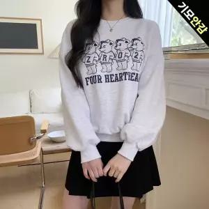 [올리비에스클로젯] 하트베어 기모 맨투맨 티셔츠_O2411TS255D