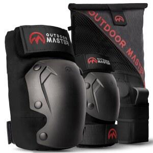 스케이트용 아웃도어마스터 무릎 패드와 성인 및 청소년용 팔꿈치 패드 - 스케이트를 위한 1 세이버 시리즈에서 손목 보호대가 장착된 스케이트보드 보호 장비