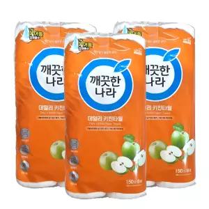 깨끗한나라 데일리 키친타올 150매 8롤 x 3개
