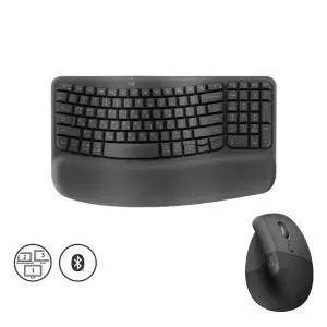 키스킨+장패드+사은품 로지텍 WAVE KEYS + LIFT 리프트 버티컬 마우스 키보드 콤보 그래파이트