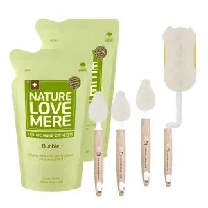 네이쳐러브메레 젖병세정제 거품형 리필 500ml 2팩+필터폼 젖병솔+꼭지솔 2P(누디브라운)