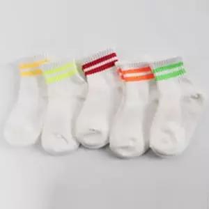 [RG277S7P]아기 흰색 스포츠 양말 5족 형광 중목 유아동
