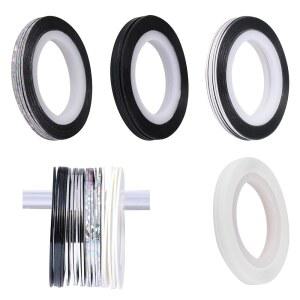 글리터 네일 테이프, 아트 스트립 테이프용 20개 PCS 테이프 실버 골드 스티커 셀프 접착 라인 핀스트립 DIY 디자인 도구용 장식 (1mm)