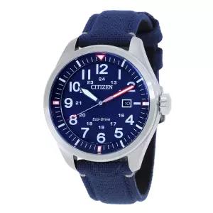 시티즌 AW5000-16L 에코 드라이브 솔라 블루 직물밴드 남자 패션 손목 시계
