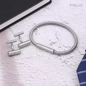 알마니 EGS3044SET 독수리 엠블럼 실버 톤 골드 뱅글 팔찌 커프스 세트 남자 스틸 팔찌 c