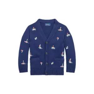 폴로 랄프 로렌 브랜드관 키즈 남아 2-7세 노티컬 면 V넥 카디건(CWPOSWEB6820398410) 808788