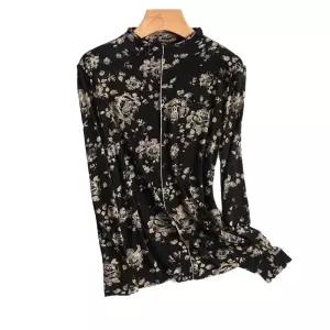 여성 라인댄스복 상의 플라워 러플 긴팔 사진 연습복