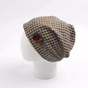 시원한 체크 두건 비니 중년 여성 조리 식당 데일리 탈모 모자